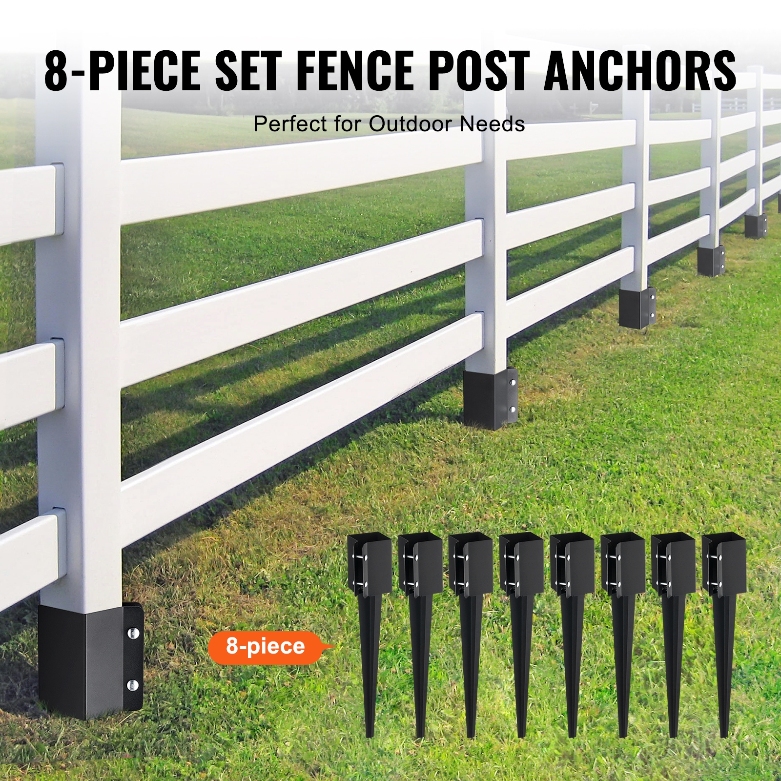 Fence Post Anchor Ground Spike, Black Metal Stake For Garden_voghion.com